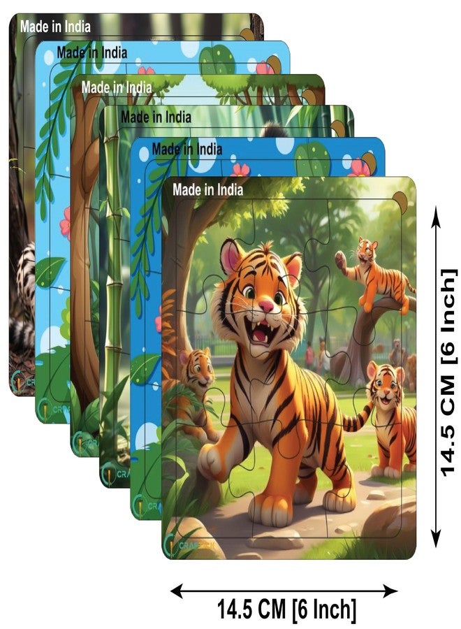 Craftick® Animals Toys Jigsaw Puzzles Educational Fun for Kids Ages 2 and Up (9 Pieces - Set of 6 Animals Puzzle) | Return Gift | Perfect First Puzzle Toy | Birthday Gift for Girls and Boys - Image 2